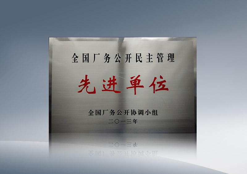 2013年度全国厂务公开先进单位奖牌 (1)